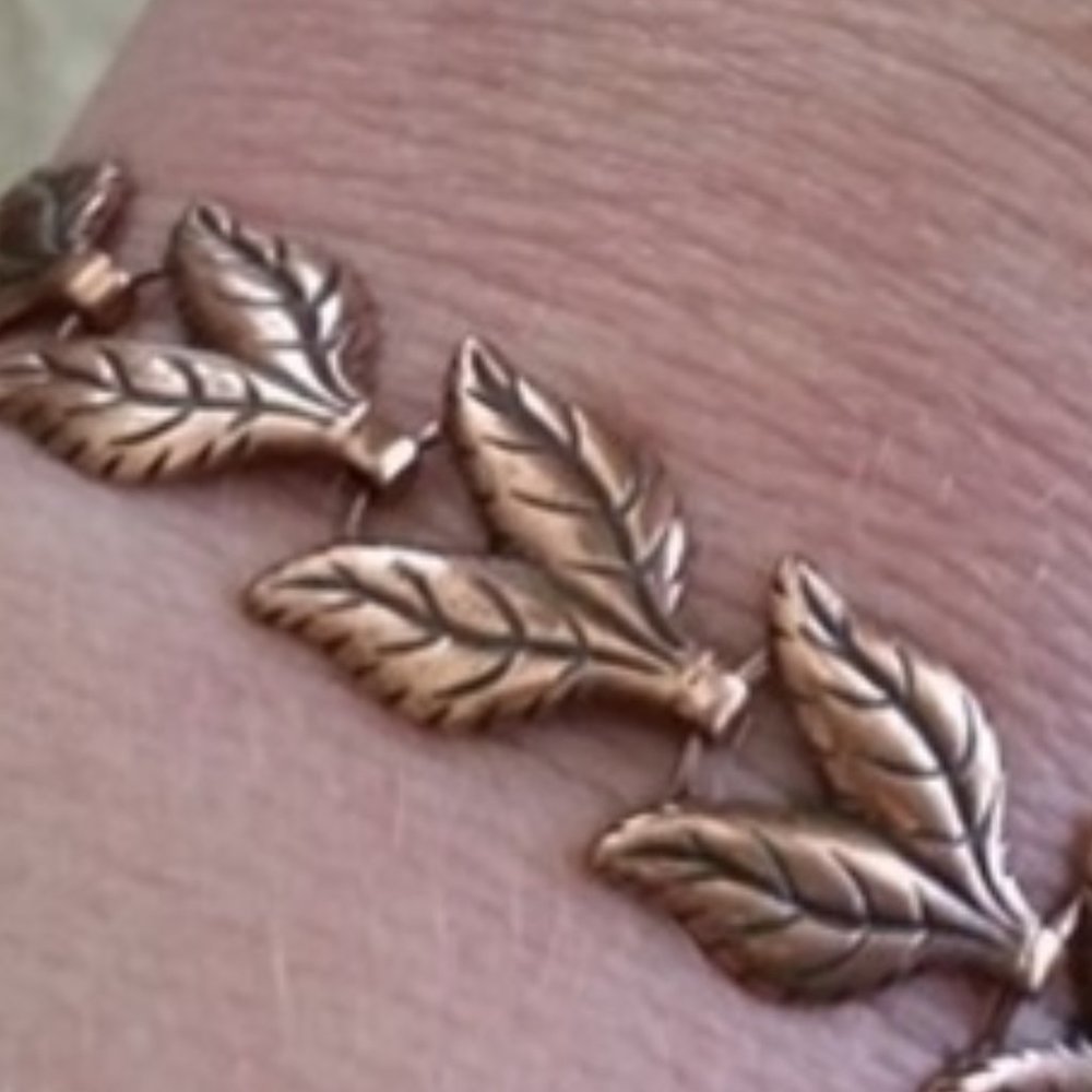Vintage Solid Copper Leaf Bracelet Copper Leaves … - image 3